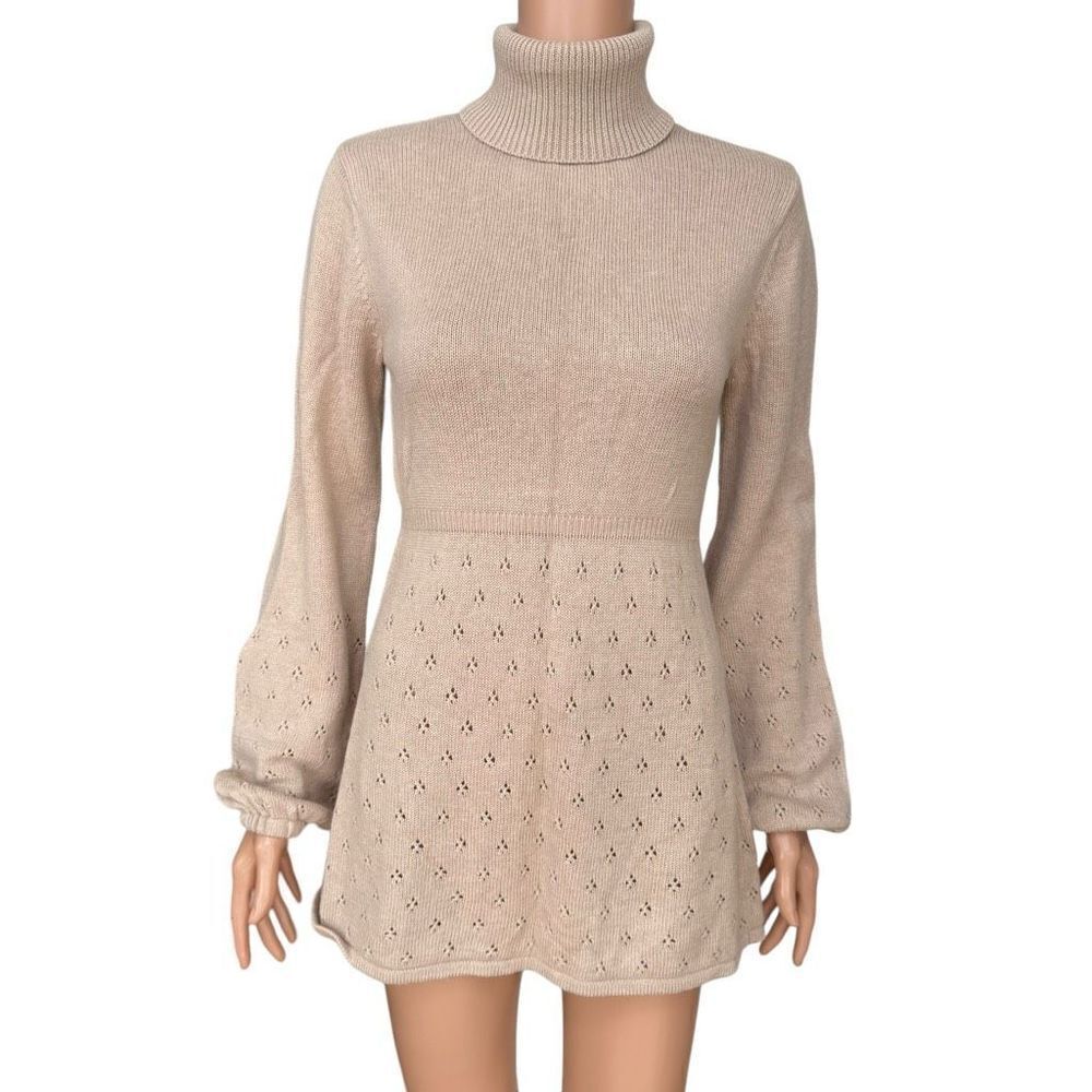 Sarsaparilla beige wool blend fitted tunic sweater size L but fits more like M